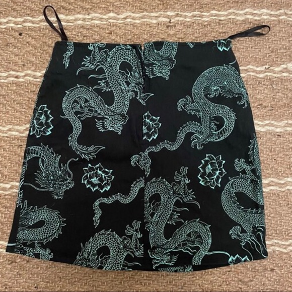 Motel Rocks mint green and black dragon mini skirt. - Picture 4 of 4